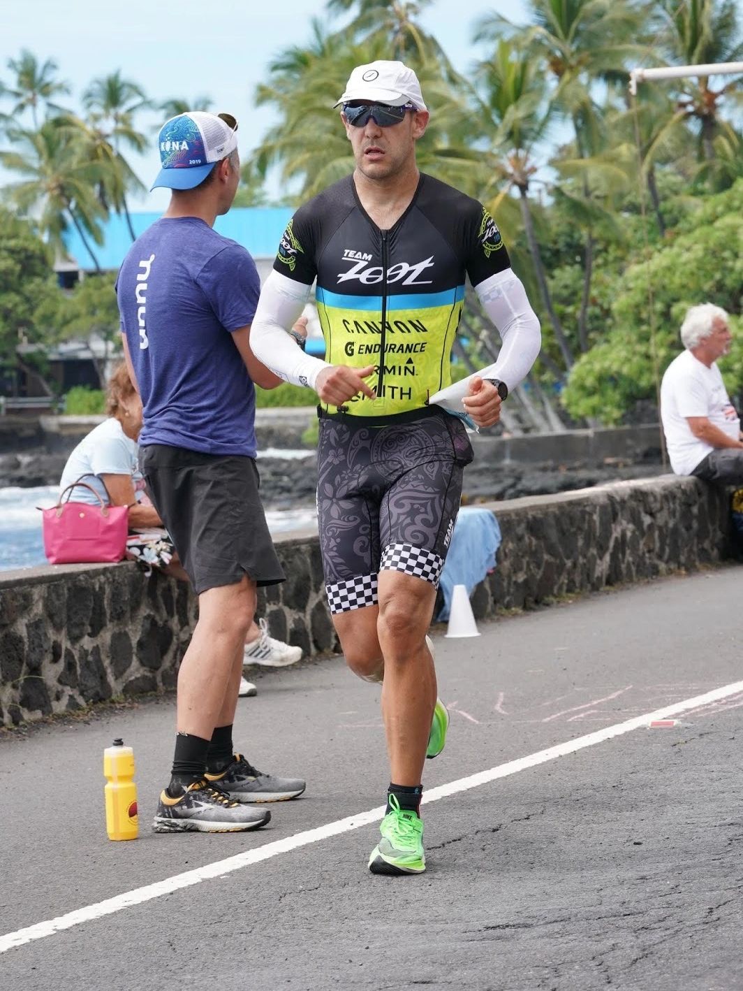 Coach Nate on the run at Kona.