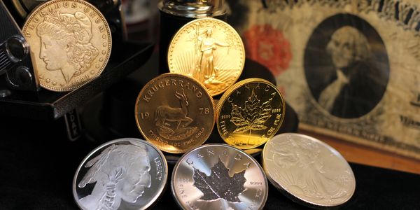 Gold and Silver coins on display