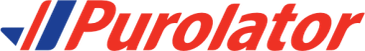 Purolator logo in red and blue.