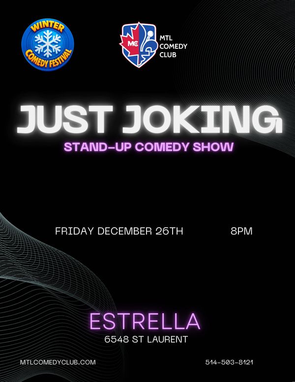 English stand-up comedy in Montreal on Friday Dec 26, 2025 — live laughs from top comedians!
