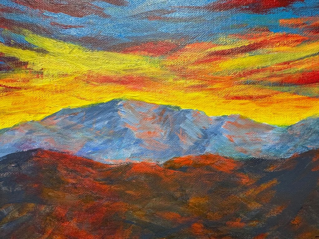 #1001
Pikes Peak Sunset, Acrylic, 8" x 10"

