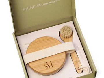 CSM Dry Body Brush & Face Brush Set - Natural Bristle Exfoliating Brush for Skin Renewal