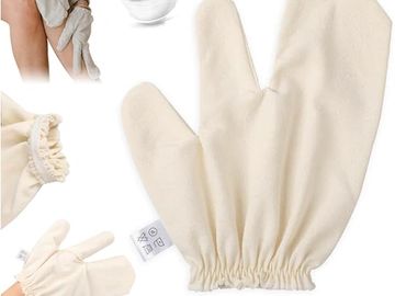 Raw Silk Gloves Garshana with Elastic Wrist Bands, Dry Brushing Body Exfoliating