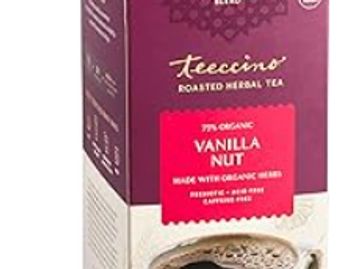 Teeccino Vanilla Nut Herbal Tea, Caffeine Free & Prebiotic Natural Energy, 3X more Herbs, Acid Free