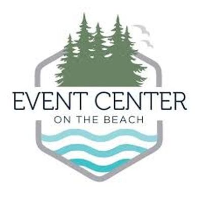 Logo of Event Center on the Beach with trees and waves.