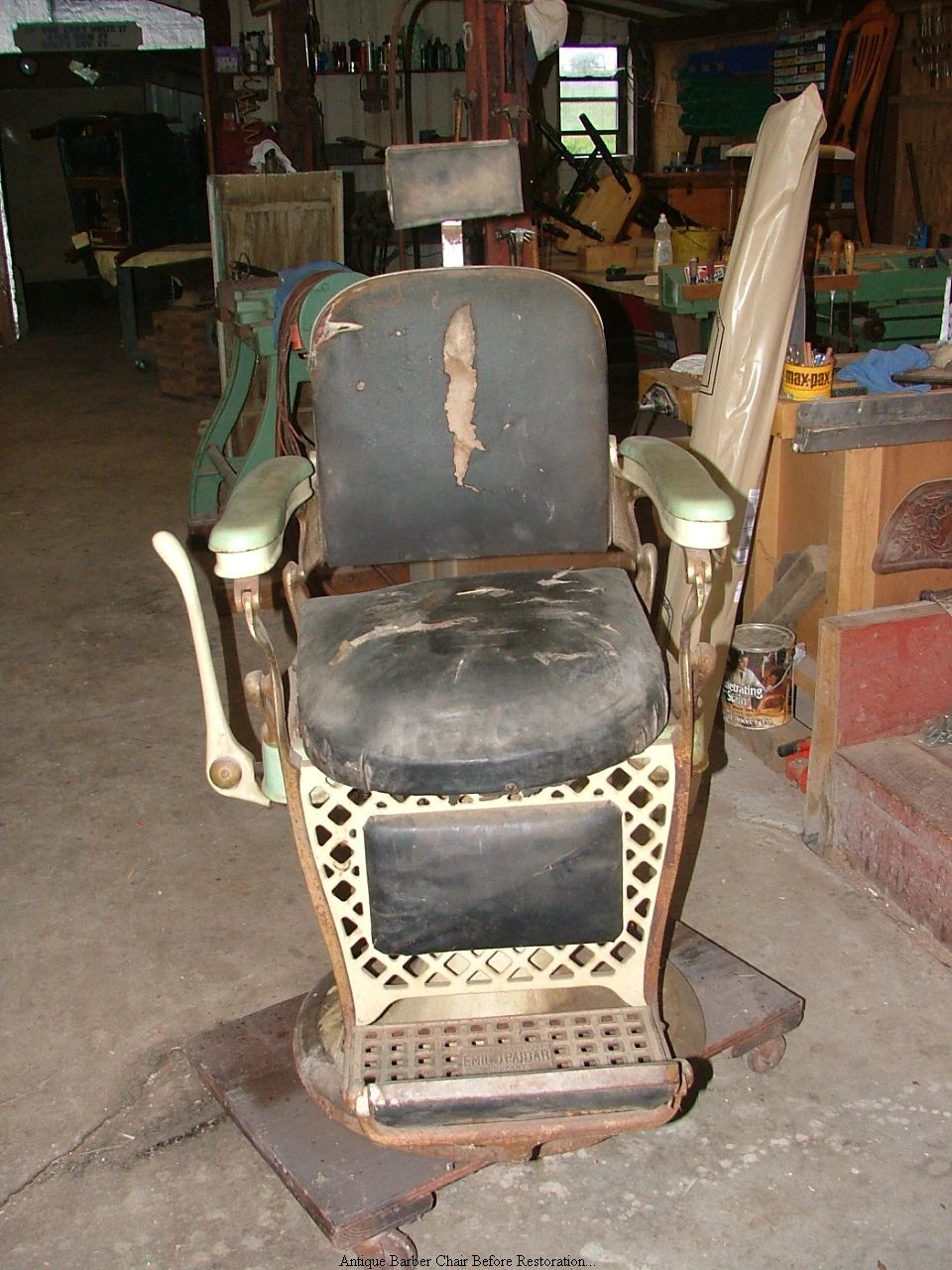 Antique Barber Chair Before Restoration