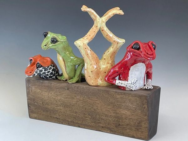 colorful frogs coming out of a sugar mold