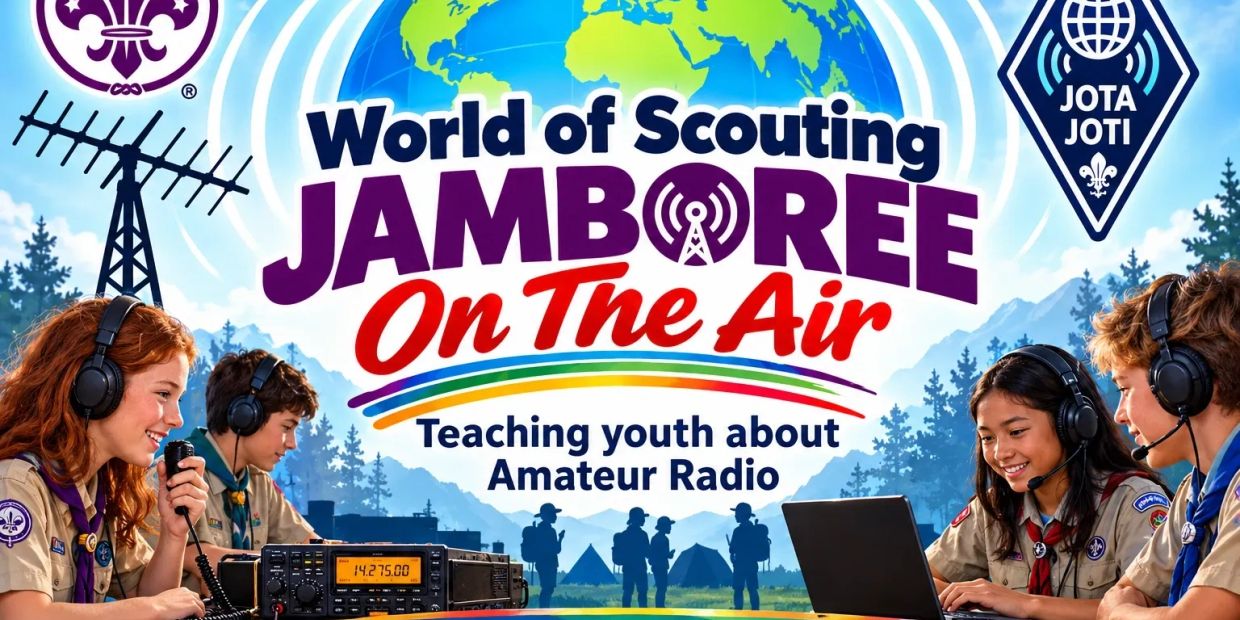 Scouts learning amateur radio at World of Scouting Jamboree.