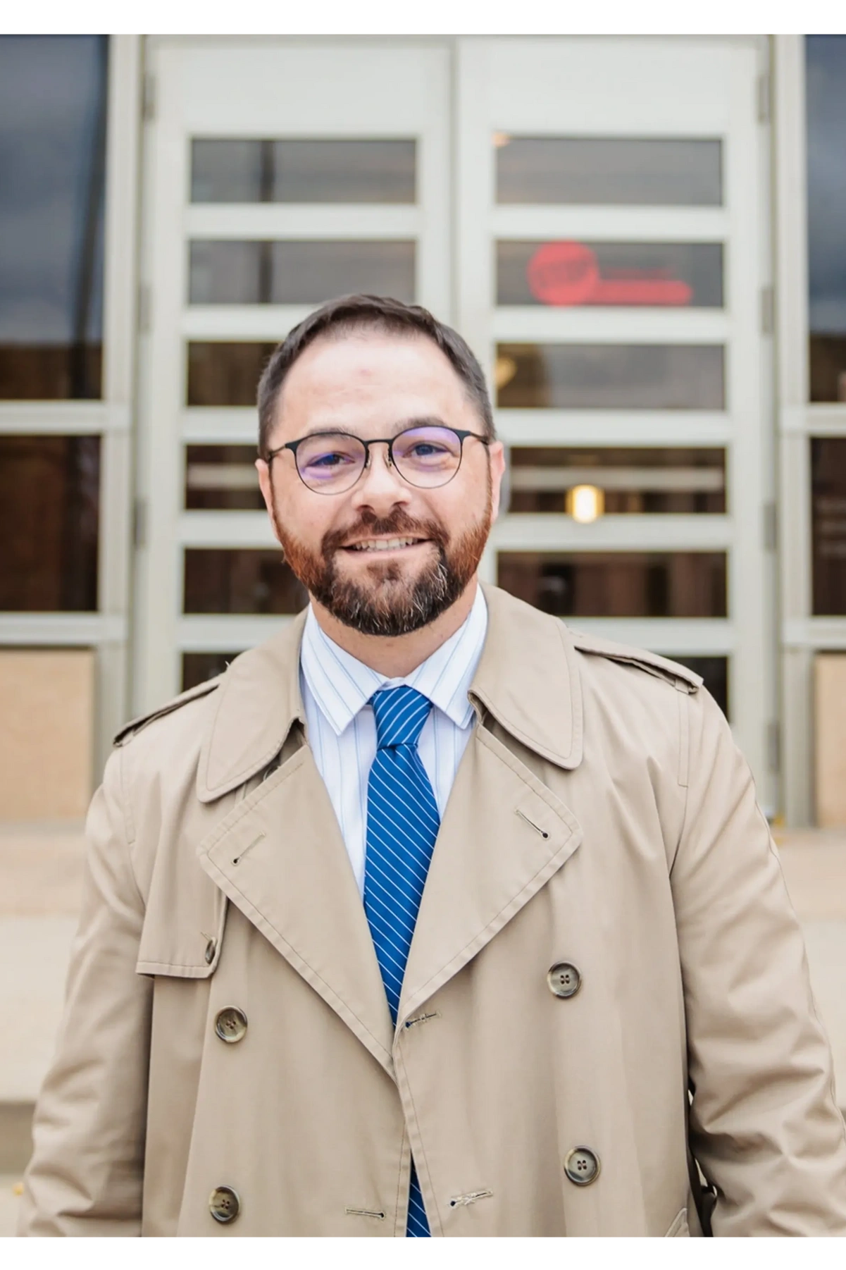 Benjamin Zastrow in front of City Hall in Rochester, Minnesota.