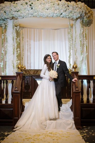  The Chuppah is the canopy that Jewish couples marry under. Decorated with luxury floral arrangement