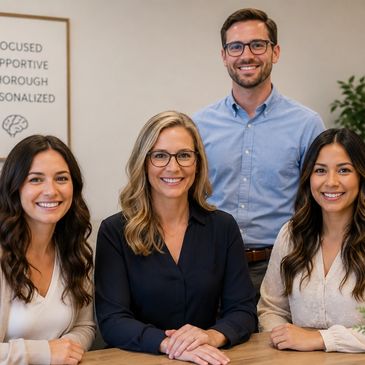 Friendly team of four smiling at the camera.