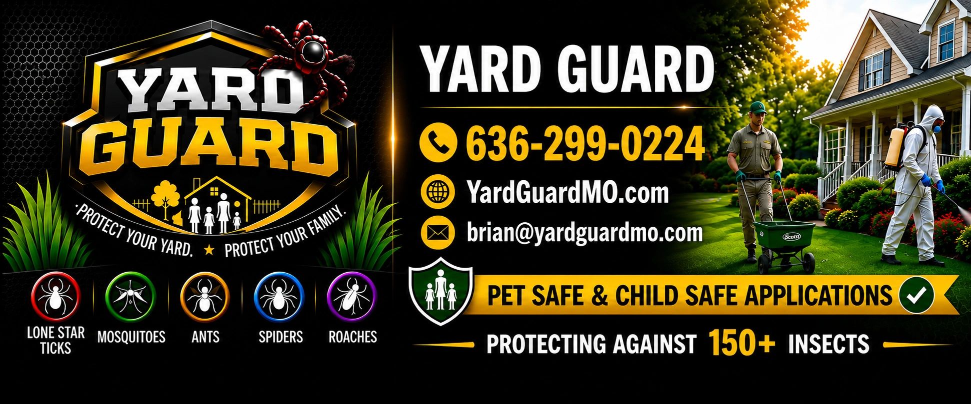 Yard Guard pest control protects homes from various insects with pet and child-safe applications.