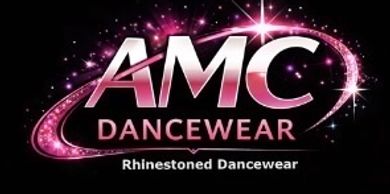 Logo for AMC Dancewear featuring rhinestones and sparkles.