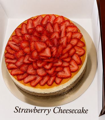This has a strawberry syrup on top with thin sliced strawberries.