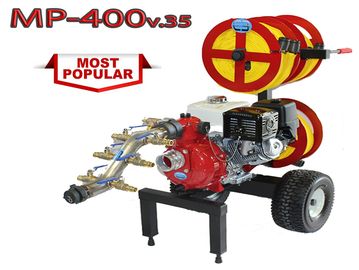 MP-400  portable wildfire water pump cart system with 350 feet of fire hose
