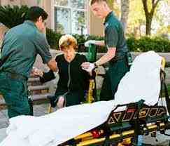 Medical transport stretcher equipment prepared for safe patient transfer