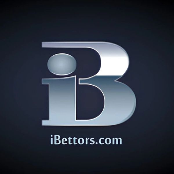 Shiny metallic logo of iBettors.com with a dark background.