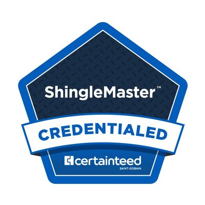 ShingleMaster Credentialed badge by CertainTeed.