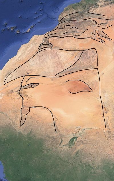 The face of Enki, face in the desert