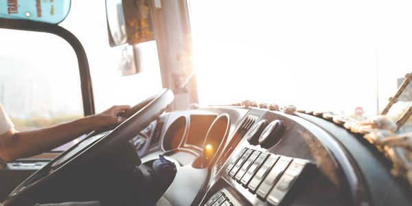 passenger view driving in a semi truck