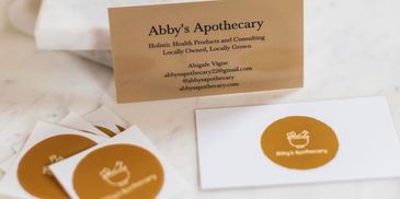 Abby's Apothecary Business Cards, Logo, and Stickers