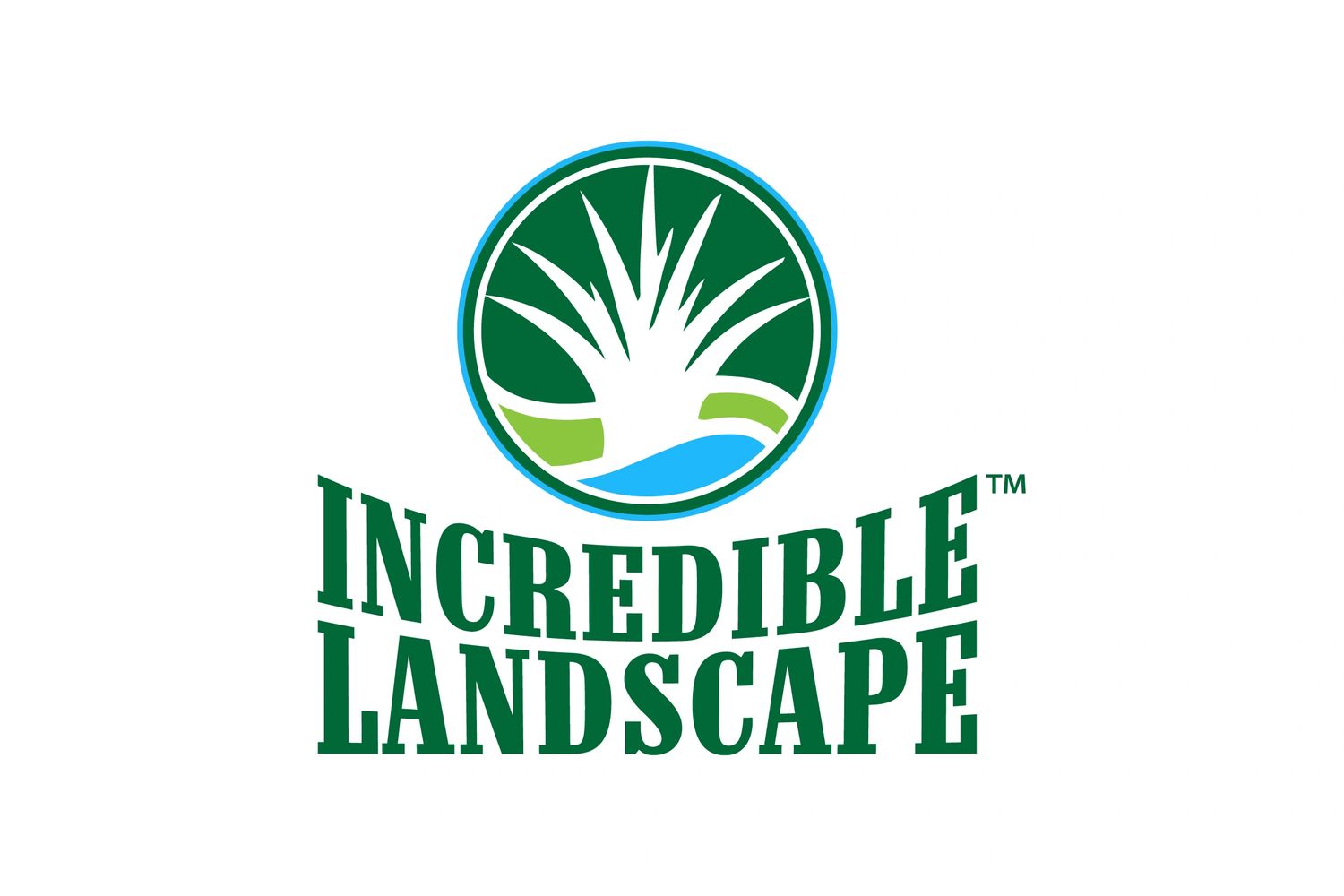 Logo of Incredible Landscape with stylized tree and water.