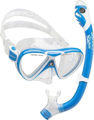 Scuba Dive Mask Dry Snorkel Gear Set Snorkeling Spearfishing Blue 