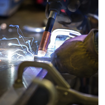 Close-up of welding in progress .