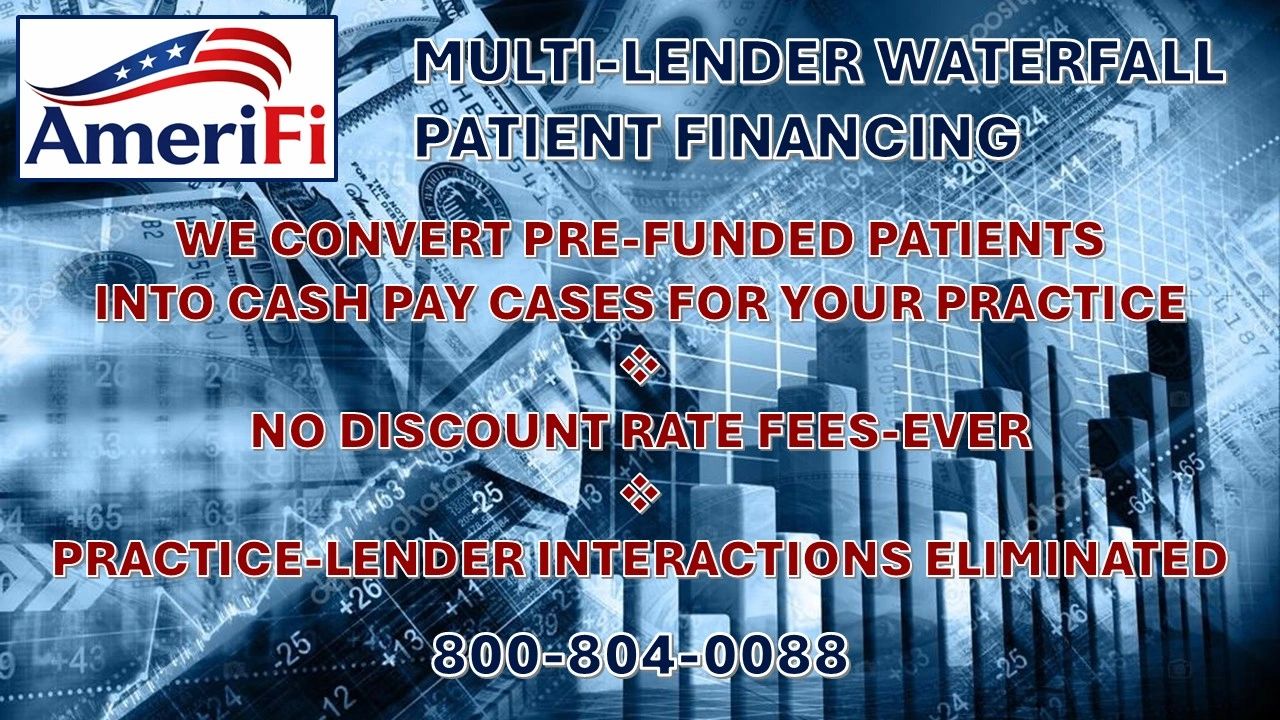 AmeriFi offers multi-lender patient financing to convert pre-funded patients into cash pay cases with no discount fees.