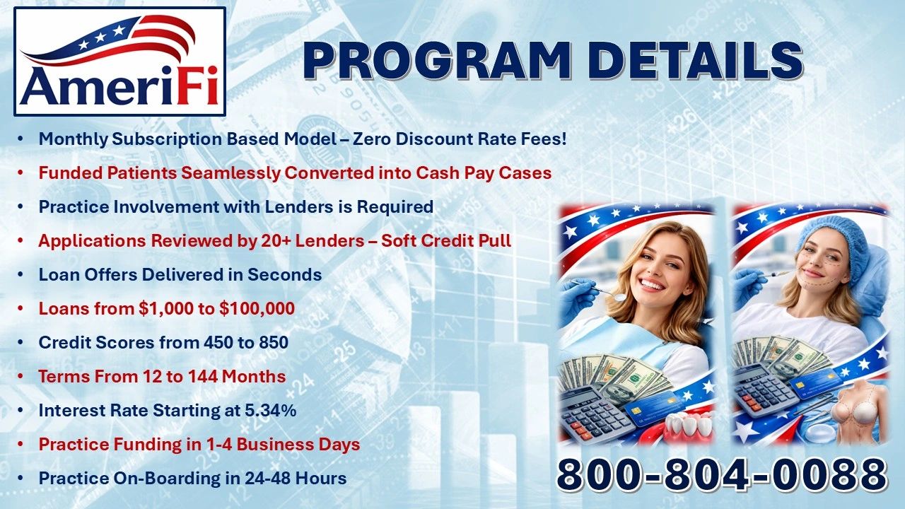 AmeriFi program details with loan options and contact number.