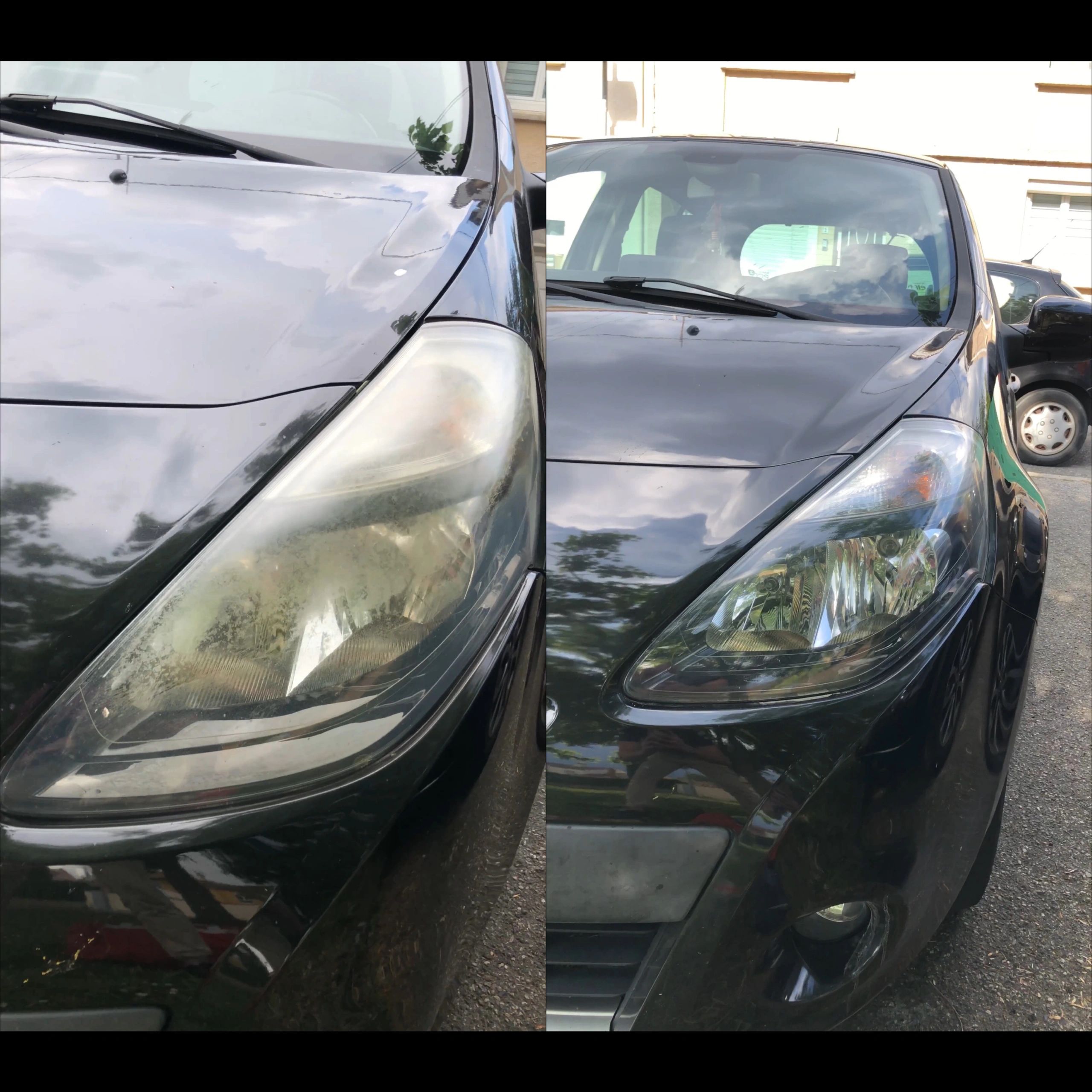 Peugeot 307 noire — Comparaison avant / après