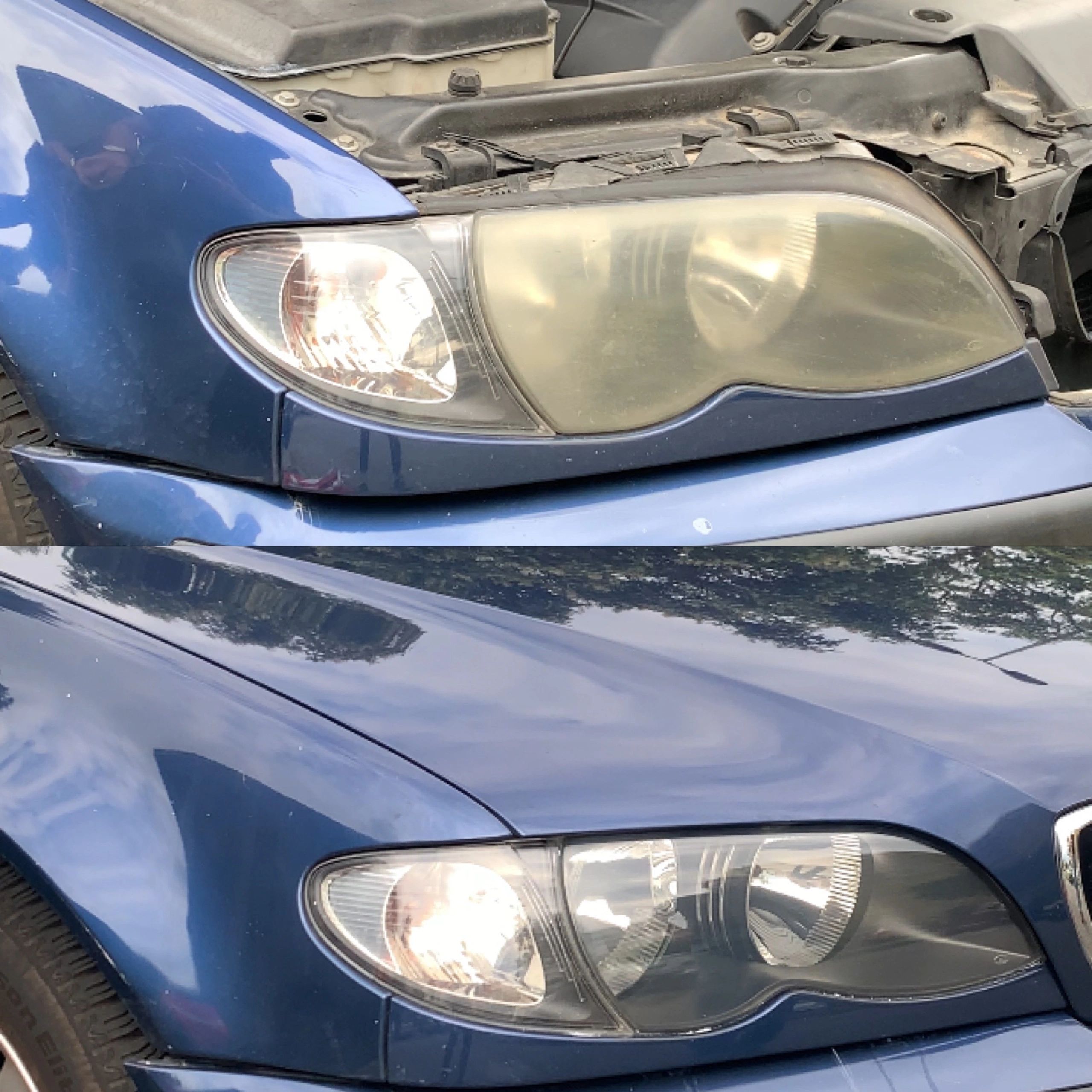 BMW bleue — Comparaison avant / après