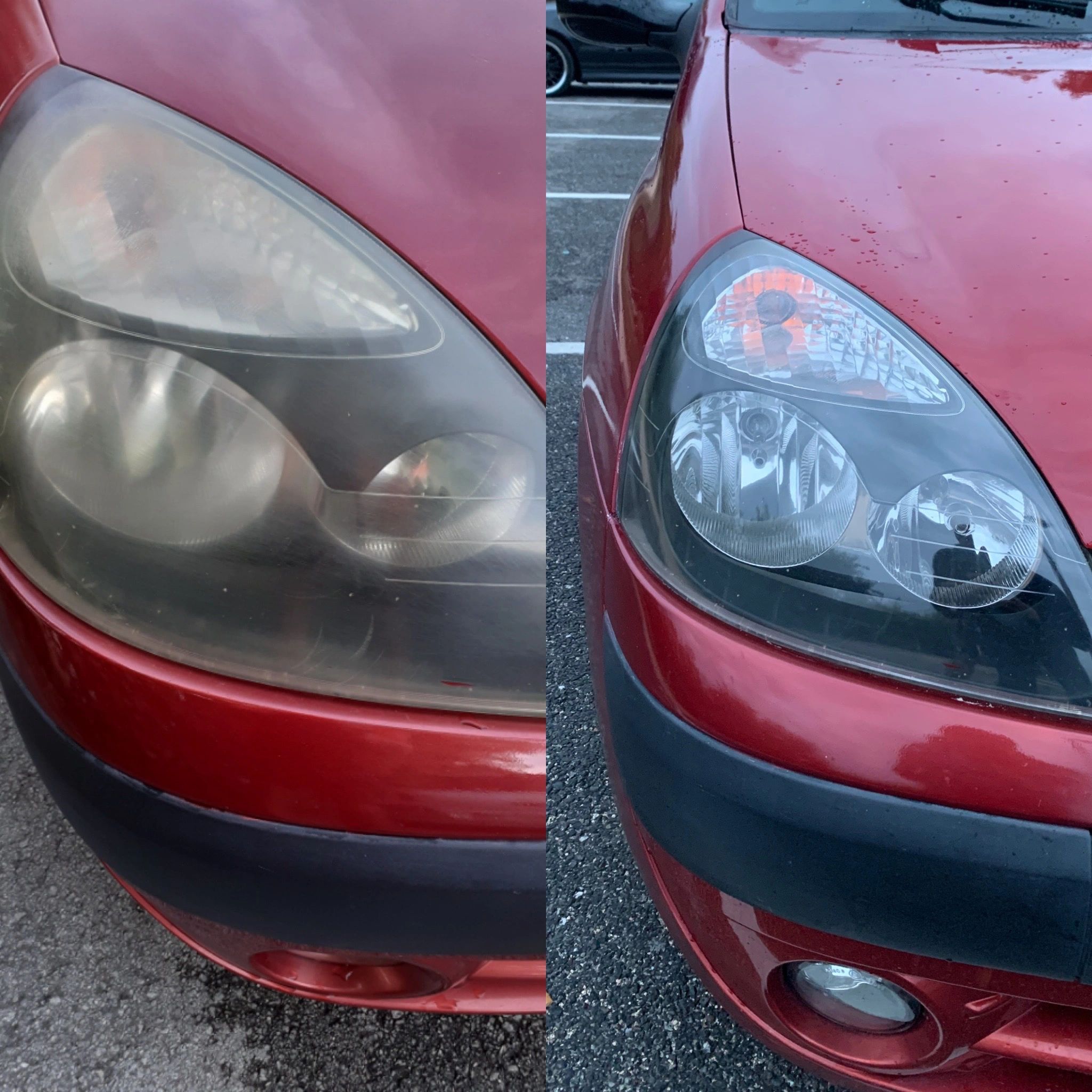 Citadine rouge — Comparaison avant / après