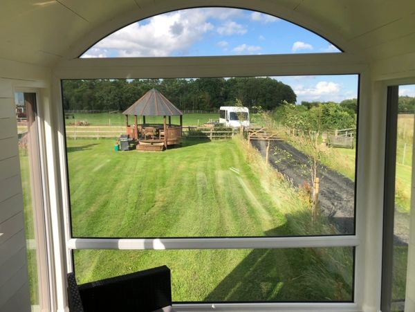 Spatious window in a shepherd's hut