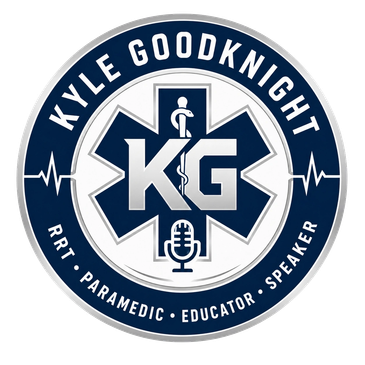 Medical-themed logo with KG initials and name Kyle Goodknight.