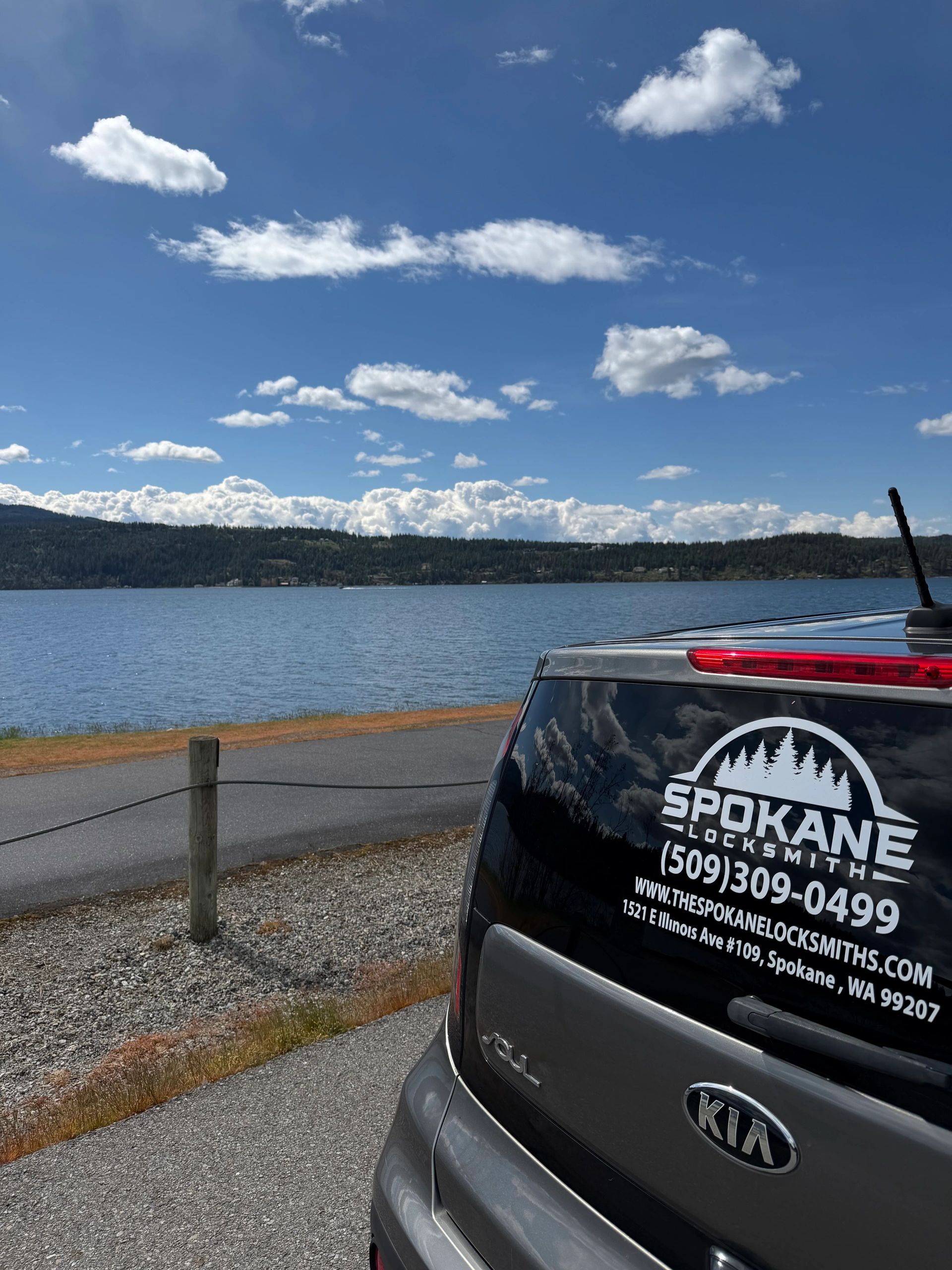 Mobile locksmith service vehicle parked near Liberty Lake WA