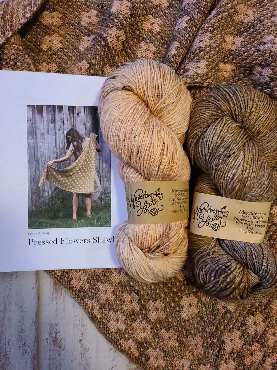 Grasslands & Tidepool Pressed Flowers Shawl Yarn Pack - Fiber