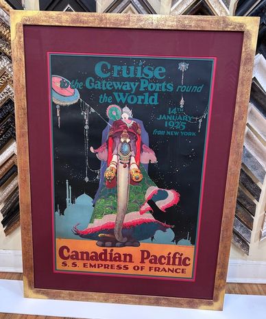 Vintage 1925 Canadian Pacific cruise poster featuring an elephant and a royal figure.