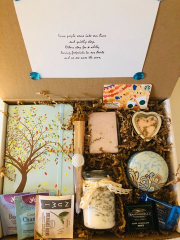 Blue or White Tree Journal, 3 Teas (Homemade Lavender Salt Scrub) 4 Honey Sticks (Homemade Lavender 