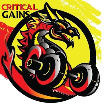 Critical Gains dragon lifting a dumbbell logo - online personal training and habit accountability
