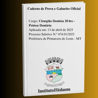 Caderno de prova oficial para dentista em 2025.
