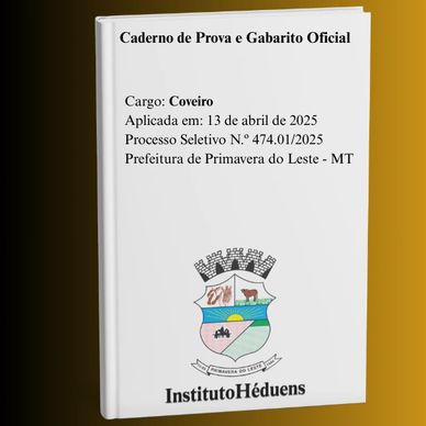 Caderno de prova oficial para cargo de Coveiro em 2025.