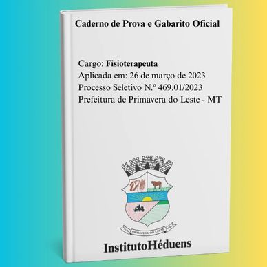 Caderno de prova e gabarito para fisioterapeuta em 2023.