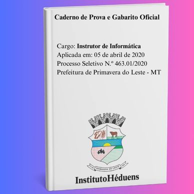 Caderno de prova para Instrutor de Informática de 2020.