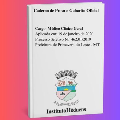 Caderno de prova para Médico Clínico Geral de Primavera do Leste - MT.