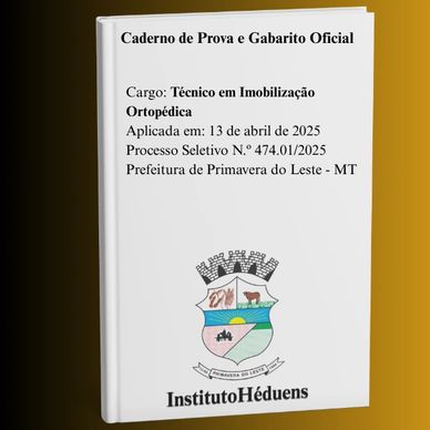 Caderno de prova para Técnico em Imobilização Ortopédica.