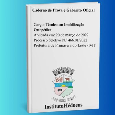 Caderno de prova para Técnico em Imobilização Ortopédica.