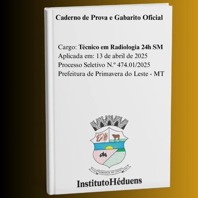 Caderno de prova para Técnico em Radiologia de 2025.