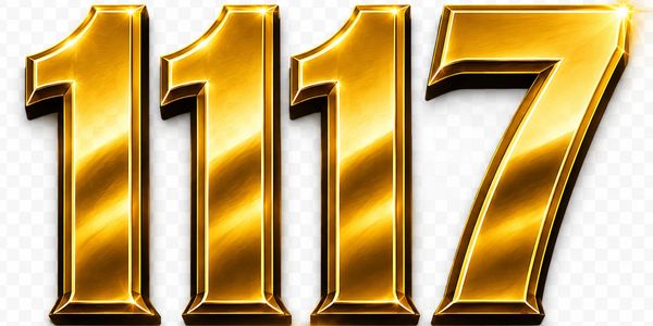 Shiny golden numbers forming 1117 on a transparent background.