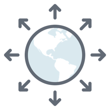 Illustration of Earth with arrows pointing outward in all directions.